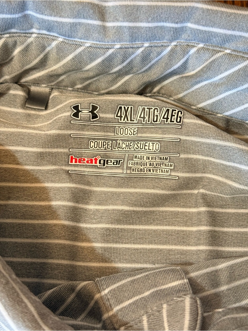 Under Armour Men's 4XL Light Gray and White Striped Polo Shirt - Picture 3 of 5